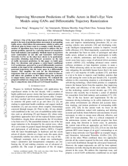 Improving Movement Predictions of Traffic Actors in Bird's-Eye View
  Models using GANs and Differentiable Trajectory Rasterization