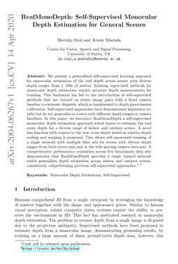 RealMonoDepth: Self-Supervised Monocular Depth Estimation for General
  Scenes