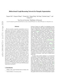 Bidirectional Graph Reasoning Network for Panoptic Segmentation