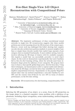 Few-Shot Single-View 3-D Object Reconstruction with Compositional Priors
