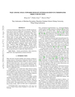 WQT and DG-YOLO: towards domain generalization in underwater object
  detection