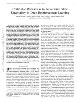 Certifiable Robustness to Adversarial State Uncertainty in Deep
  Reinforcement Learning
