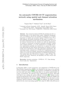 An automatic COVID-19 CT segmentation network using spatial and channel
  attention mechanism