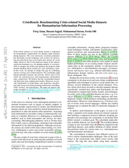 CrisisBench: Benchmarking Crisis-related Social Media Datasets for
  Humanitarian Information Processing