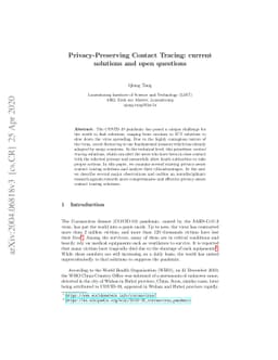 Privacy-Preserving Contact Tracing: current solutions and open questions