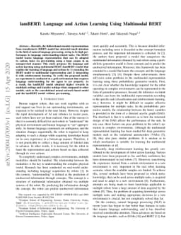 lamBERT: Language and Action Learning Using Multimodal BERT