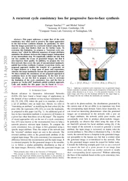 A recurrent cycle consistency loss for progressive face-to-face
  synthesis