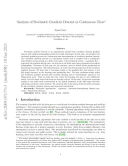 Analysis of Stochastic Gradient Descent in Continuous Time