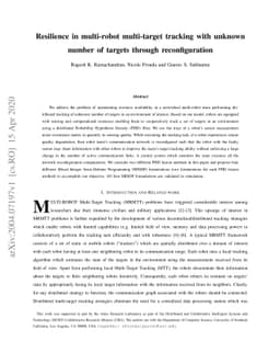 Resilience in multi-robot multi-target tracking with unknown number of
  targets through reconfiguration
