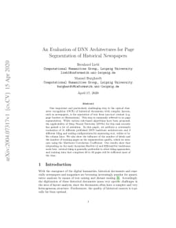 An Evaluation of DNN Architectures for Page Segmentation of Historical
  Newspapers