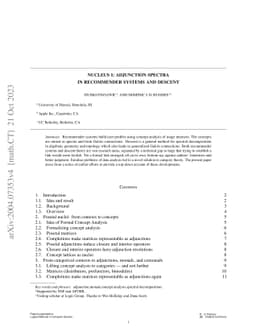 Nucleus I: Adjunction spectra in recommender systems and descent