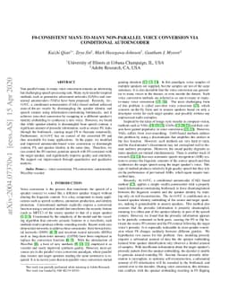F0-consistent many-to-many non-parallel voice conversion via conditional
  autoencoder