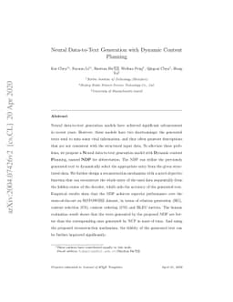Neural Data-to-Text Generation with Dynamic Content Planning