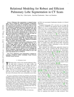 Relational Modeling for Robust and Efficient Pulmonary Lobe Segmentation
  in CT Scans