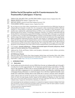 Online Social Deception and Its Countermeasures for Trustworthy
  Cyberspace: A Survey