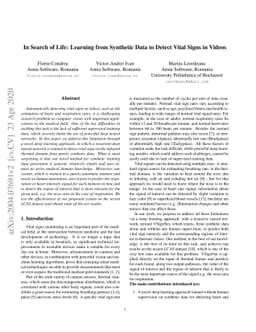 In Search of Life: Learning from Synthetic Data to Detect Vital Signs in
  Videos