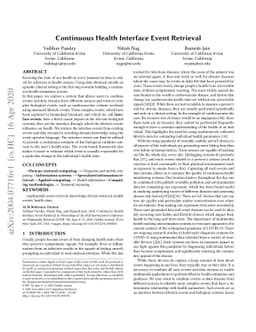 Continuous Health Interface Event Retrieval