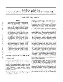 Really Useful Synthetic Data -- A Framework to Evaluate the Quality of
  Differentially Private Synthetic Data