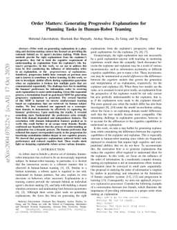 Order Matters: Generating Progressive Explanations for Planning Tasks in
  Human-Robot Teaming
