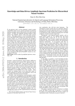 Knowledge-and-Data-Driven Amplitude Spectrum Prediction for Hierarchical
  Neural Vocoders