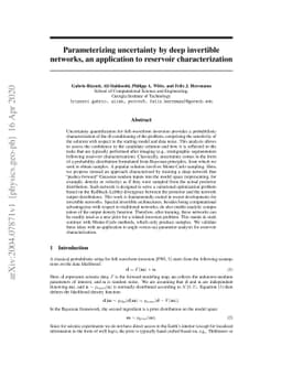 Parameterizing uncertainty by deep invertible networks, an application
  to reservoir characterization