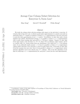 Average Case Column Subset Selection for Entrywise $\ell_1$-Norm Loss
