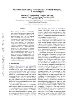 Active Sentence Learning by Adversarial Uncertainty Sampling in Discrete
  Space