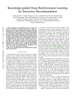 Knowledge-guided Deep Reinforcement Learning for Interactive
  Recommendation