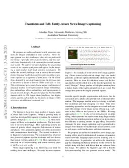 Transform and Tell: Entity-Aware News Image Captioning