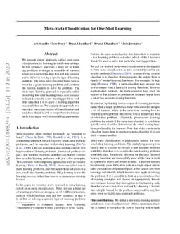 Meta-Meta Classification for One-Shot Learning