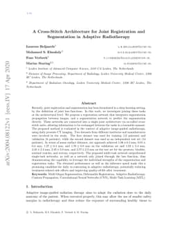 A Cross-Stitch Architecture for Joint Registration and Segmentation in
  Adaptive Radiotherapy