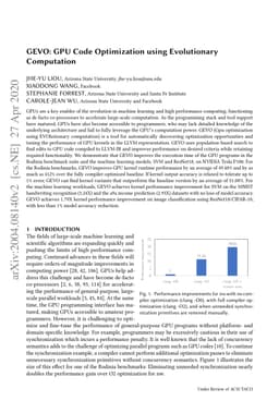 GEVO: GPU Code Optimization using Evolutionary Computation