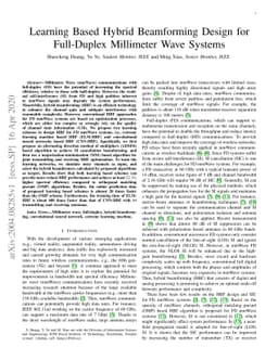 Learning Based Hybrid Beamforming Design for Full-Duplex Millimeter Wave
  Systems