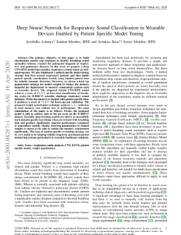 Deep Neural Network for Respiratory Sound Classification in Wearable
  Devices Enabled by Patient Specific Model Tuning