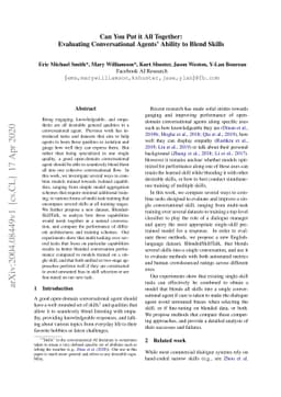 Can You Put it All Together: Evaluating Conversational Agents' Ability
  to Blend Skills