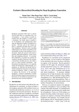 Exclusive Hierarchical Decoding for Deep Keyphrase Generation