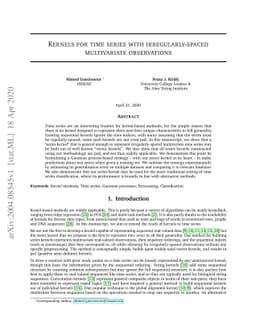 Kernels for time series with irregularly-spaced multivariate
  observations