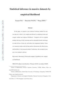 Statistical inference in massive datasets by empirical likelihood