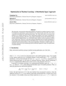 Optimization in Machine Learning: A Distribution Space Approach