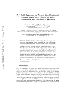 A Hybrid Approach for Aspect-Based Sentiment Analysis Using Deep
  Contextual Word Embeddings and Hierarchical Attention