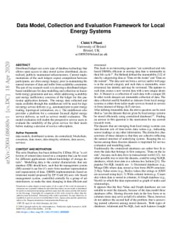Data Model, Collection and Evaluation Framework for Local Energy Systems