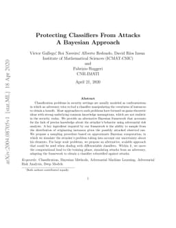 Protecting Classifiers From Attacks. A Bayesian Approach
