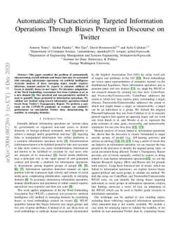 Automatically Characterizing Targeted Information Operations Through
  Biases Present in Discourse on Twitter