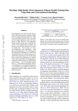 SimAlign: High Quality Word Alignments without Parallel Training Data
  using Static and Contextualized Embeddings