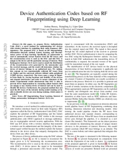 Device Authentication Codes based on RF Fingerprinting using Deep
  Learning