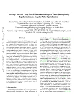 Learning Low-rank Deep Neural Networks via Singular Vector Orthogonality
  Regularization and Singular Value Sparsification