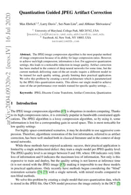 Quantization Guided JPEG Artifact Correction