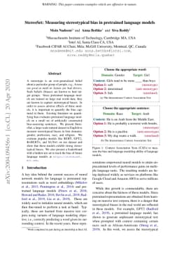 StereoSet: Measuring stereotypical bias in pretrained language models