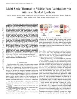 Multi-Scale Thermal to Visible Face Verification via Attribute Guided
  Synthesis
