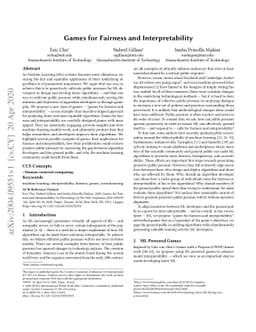 Games for Fairness and Interpretability